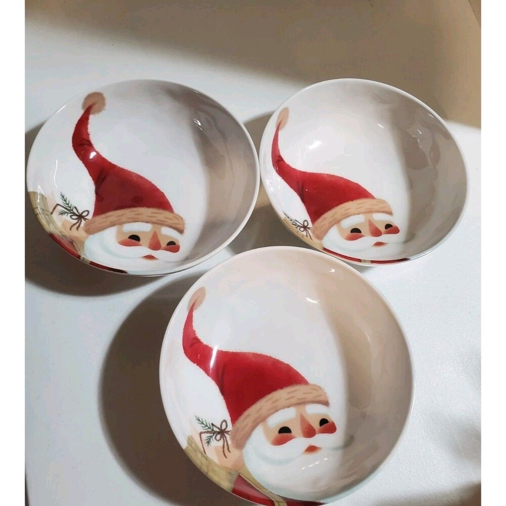 Target Wondershop Santa Melamine Bowls Plastic Cereal Dessert Retired 3 Piece